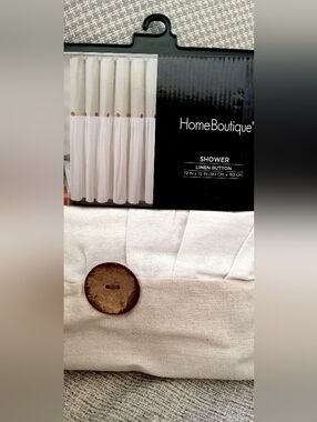 HomeBoutique Linen Button Shower Curtain - Ivory
